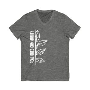 Real Ones Community V-Neck Tee — Minimal Botanical Graphic T-Shirt